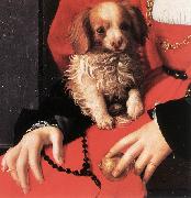BRONZINO, Agnolo Portrait of a Lady with a Puppy (detail) fg Spain oil painting artist